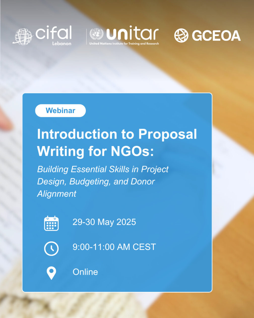 CIFAL Lebanon - Introduction to Proposal Writing for NGOs: Building Essential Skills in Project Design, Budgeting, and Donor Alignment